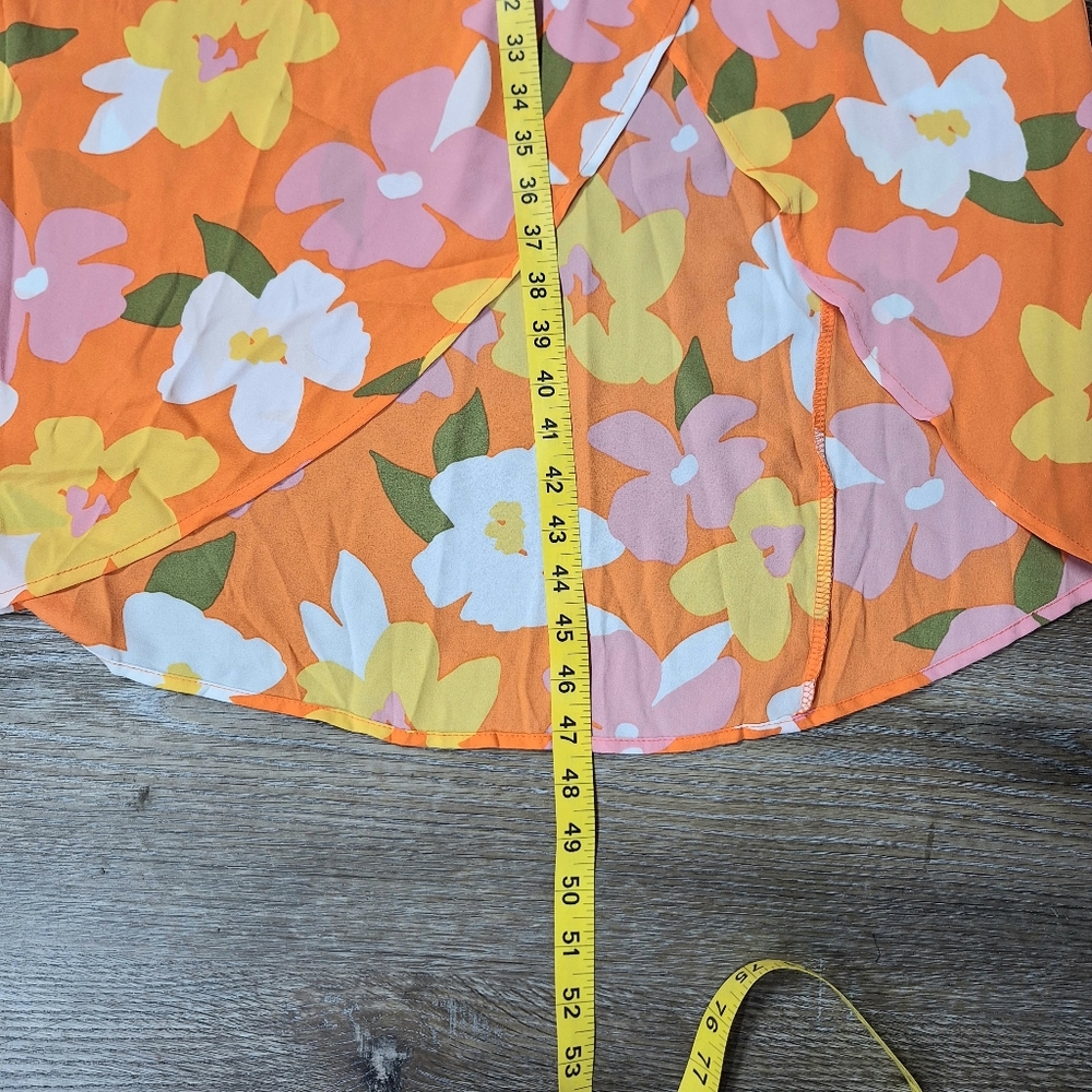 Emily Wonder Orange Floral Faux Wrap Dress, Size Large, Style#D10370, NWOT - Picture 16 of 16